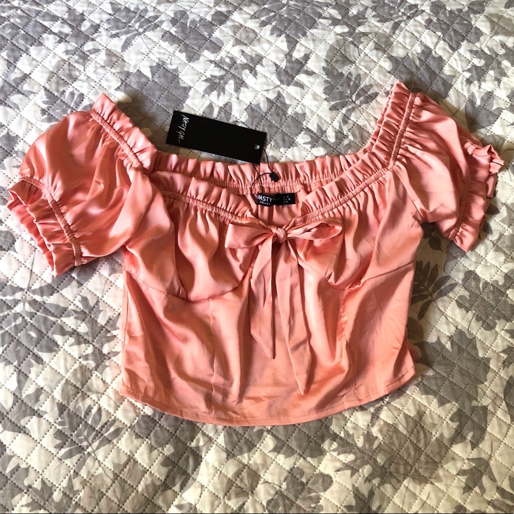 Nasty Gal Satin Bodice Crop Top